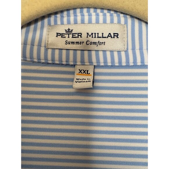 Peter Millar Comfort Striped Polo Shirt XXL JDG Logo New Golf Beach Club Work - Picture 2 of 10